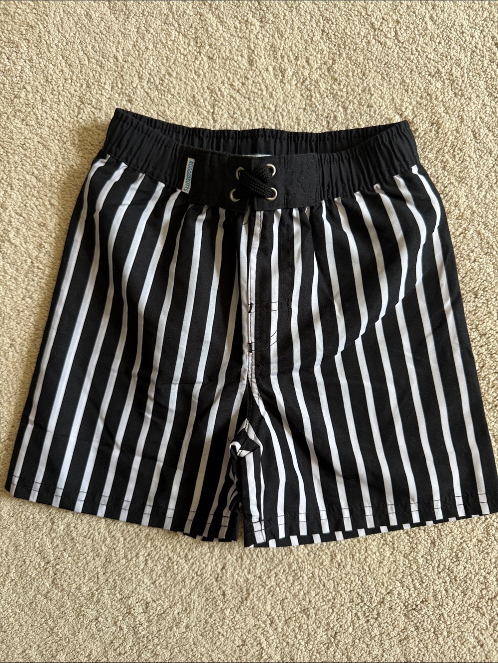 NWT Black and White Vertical Stripe Swim Shorts